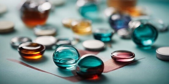 novelty in drug discovery demonstrated with colorful pills